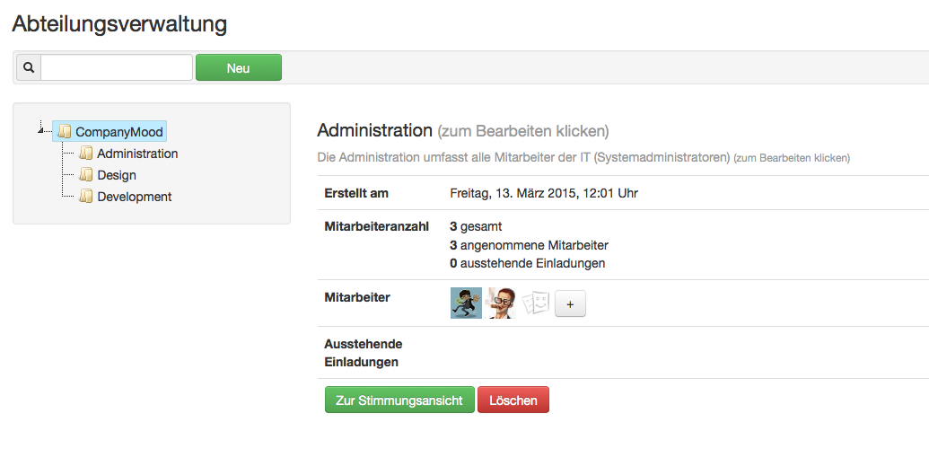 Die neue Abteilungsverwaltung
